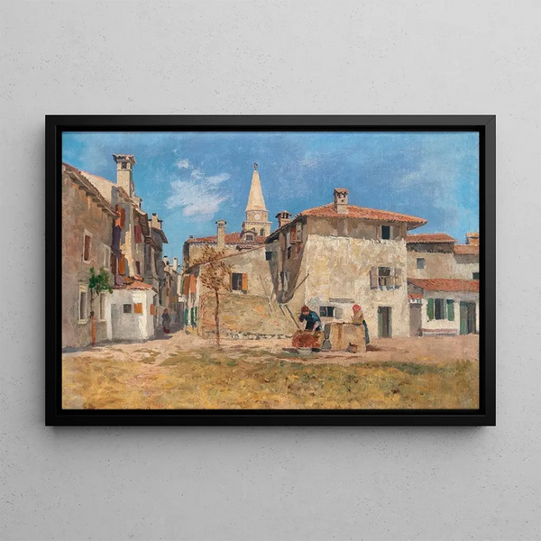 A Scene at Grado - Eduard Ameseder — framed artwork on a wall