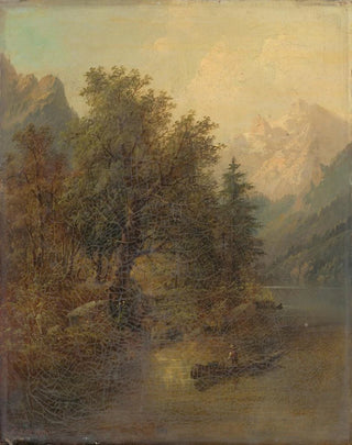 Alpine landscape with a boat - Eduard Böhm — artwork view