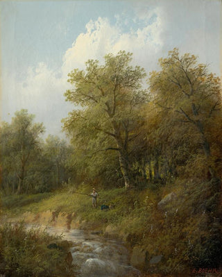Mountain Stream with Fisherman - Eduard Böhm — artwork view