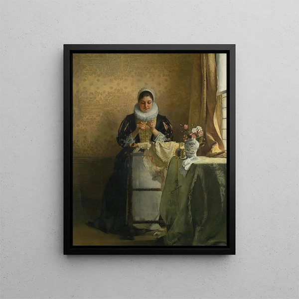 The Lacemaker - Eduard Charlemont — framed artwork on a wall