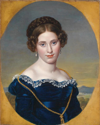 Portrait of a lady on a landscape background - Eduard Friedrich Leybold — artwork view