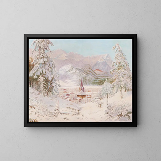 View of Garmisch-Partenkirchen - Eduard Kasparides — framed artwork on a wall