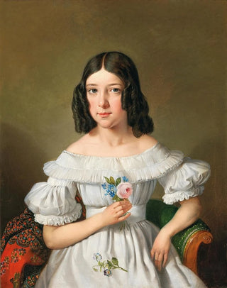 Portrait of a Girl with a Rose - Eduard Klieber — artwork view