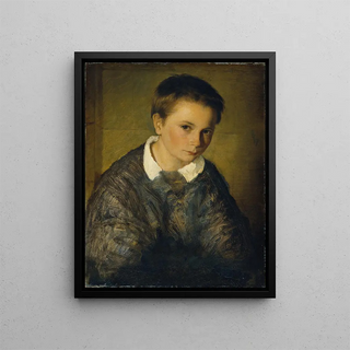 Portrait of a Boy - Eduard Kurzbauer — framed artwork on a wall