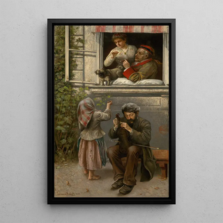 Reproduction of the painting Joe the Blind, street violinist - Eduard Majsch