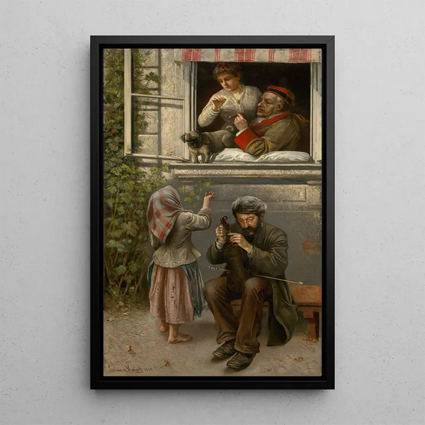 Reproduction of the painting Joe the Blind, street violinist - Eduard Majsch