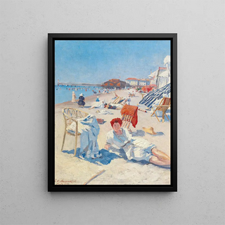 On the beach of Grado - Eduard Otto Braunthal — framed artwork on a wall