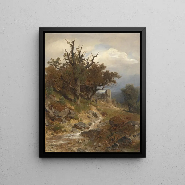 Landscape motif painting - Eduard Peithner von Lichtenfels — framed artwork on a wall