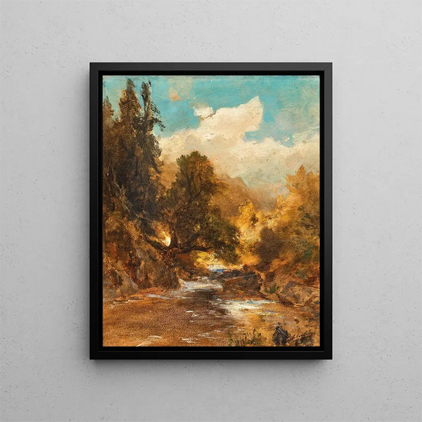 Mountain Stream Painting - Eduard Peithner von Lichtenfels — framed artwork on a wall