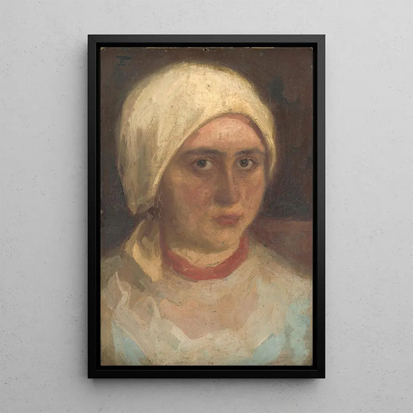 Head of a Young Woman - Eduard Putra — framed artwork on a wall