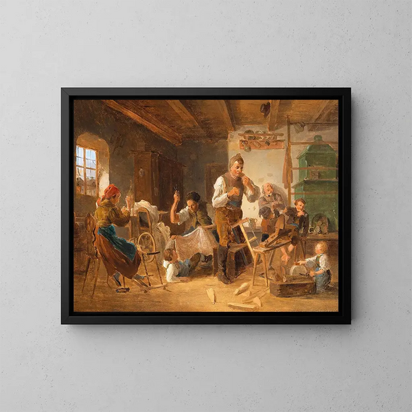Family life scene - Eduard Ritter — framed artwork on a wall