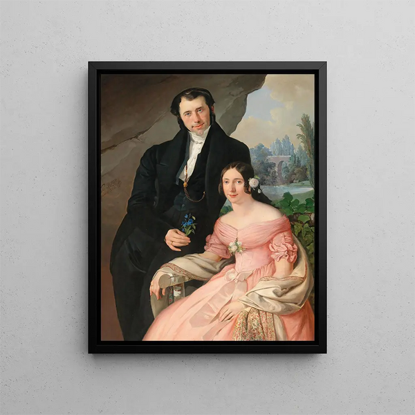 Portrait of Anton Zhuber and his wife Theresia Zhuber - Eduard Ritter — framed artwork on a wall