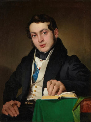 Young man sitting in a black skirt - Eduard Ritter — artwork view
