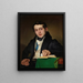 Young man sitting in a black skirt - Eduard Ritter — framed artwork on a wall