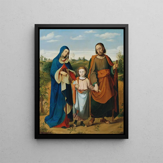 La sainte famille sur le chemin du retour du temple - Eduard Ritter von Engerth — framed artwork on a wall