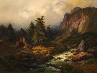 Mountain Stream - Eduard Schleich l'Ancien — artwork view