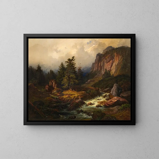 Mountain Stream - Eduard Schleich l'Ancien — framed artwork on a wall