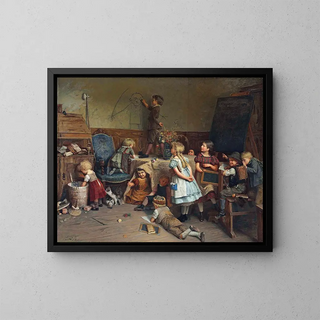 La récréation de l'école des jeunes artistes - Eduard Schulz-Briesen — framed artwork on a wall