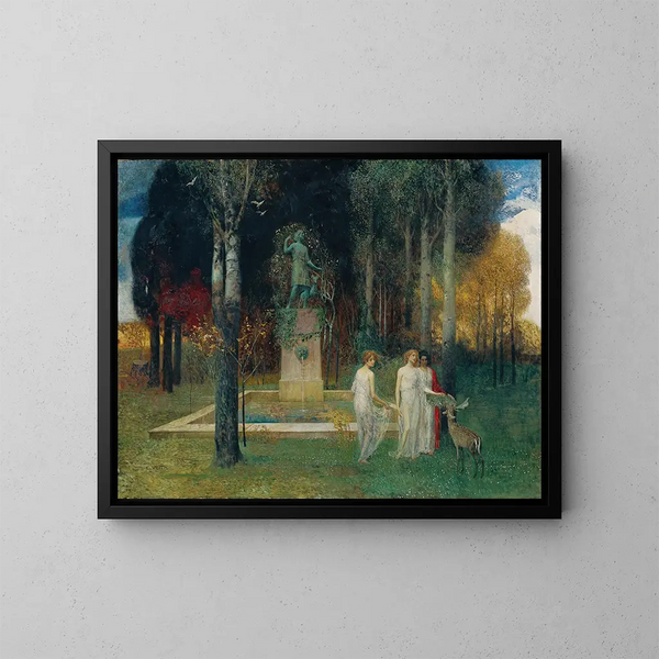 Nymph at the Basin - Eduard Veith — framed artwork on a wall