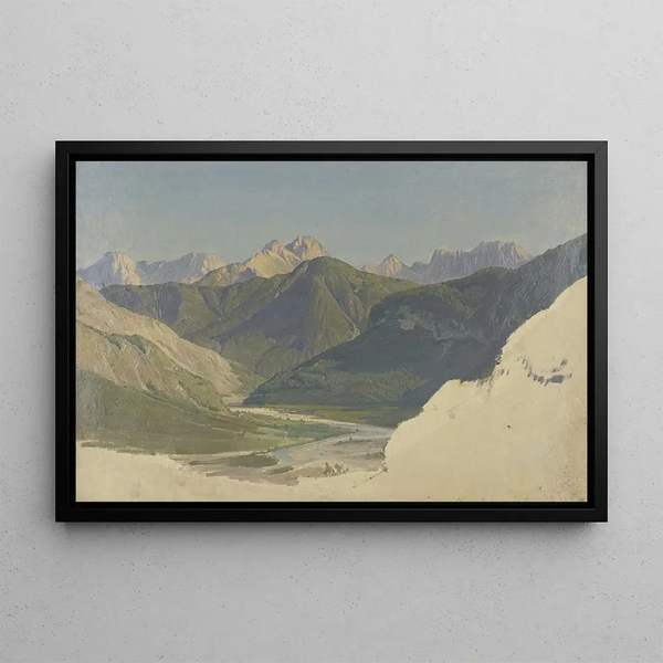 Vallée de l'Isar near Mittenwald - Eduard Wilhelm Pose — framed artwork on a wall