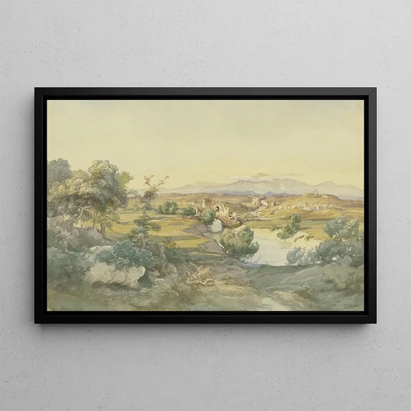Italian Landscape Painting - Eduard Wilhelm Pose — framed artwork on a wall