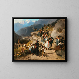 A festive wedding procession - Eduard Young — framed artwork on a wall