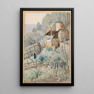 Garden Vegetable Patch Painting - Eduard Zetsche — framed artwork on a wall