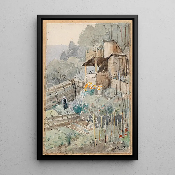 Garden Vegetable Patch Painting - Eduard Zetsche — framed artwork on a wall