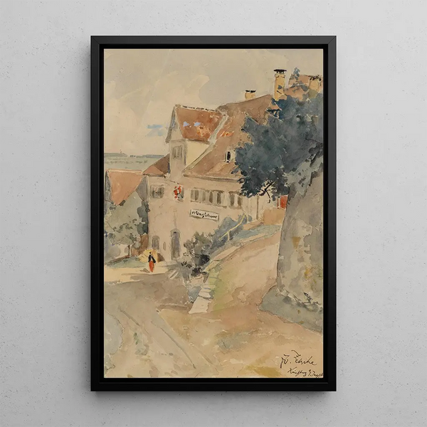 Reproduction of the painting Motif de Kirchberg an der Jagst - Eduard Zetsche
