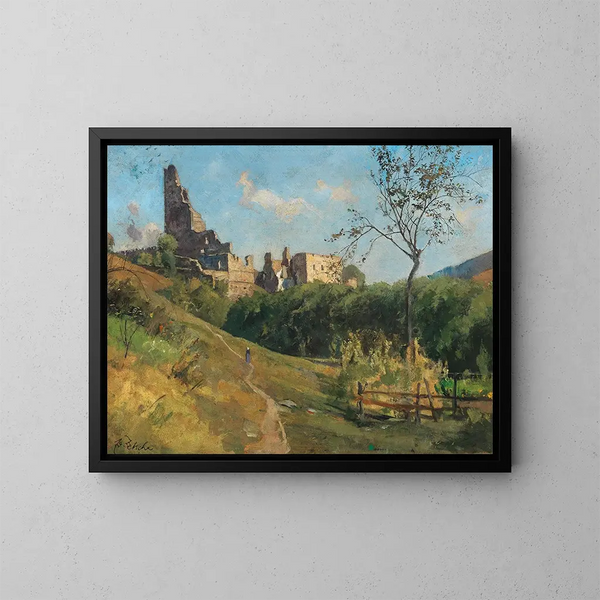 Ruins in the Wachau region - Eduard Zetsche — framed artwork on a wall