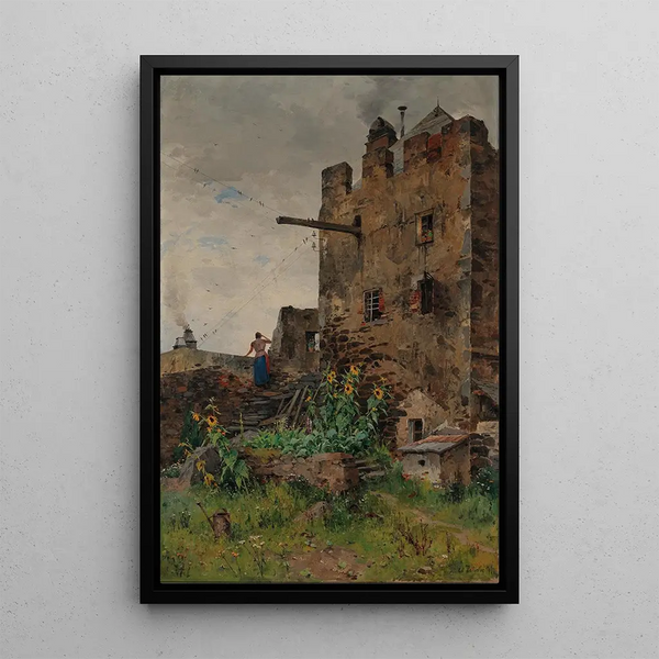 Reproduction of the painting Dürnstein Wachau Scene Painting near the old city wall - Eduard Zetsche