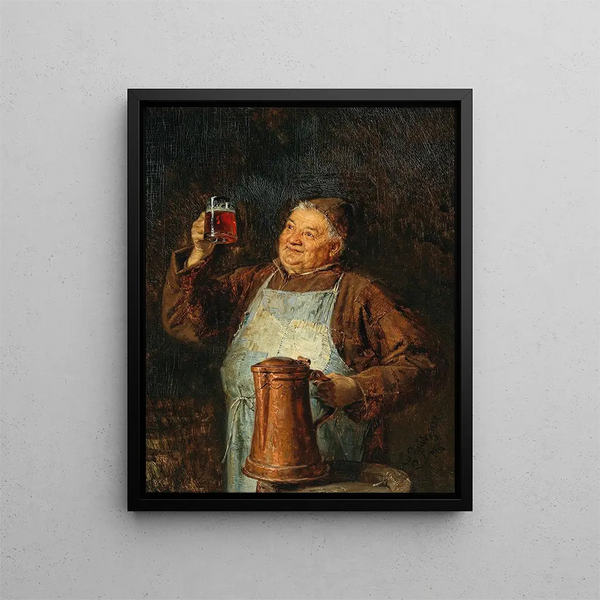 Beer Tasting Painting - Eduard von Grützner — framed artwork on a wall
