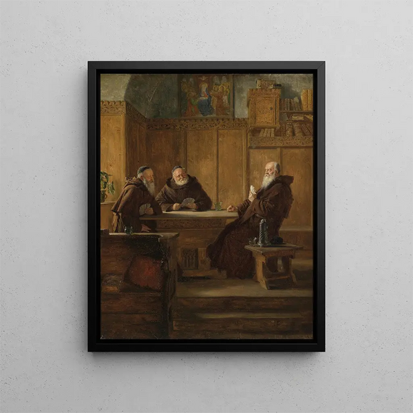 The card game - Eduard von Grützner — framed artwork on a wall