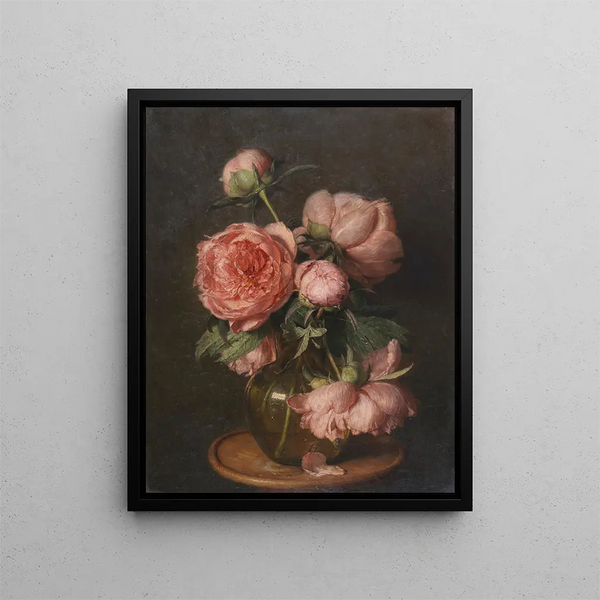 Peonies - Eduard von Grützner — framed artwork on a wall