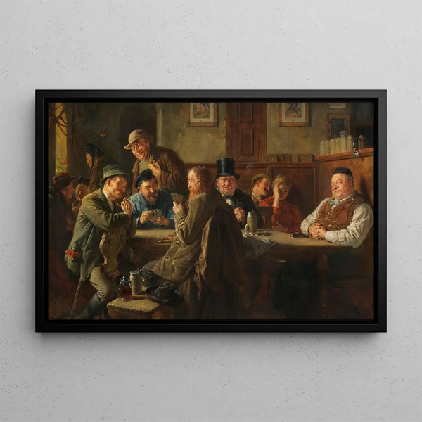 Bistrot de banlieue - Eduard von Grützner — framed artwork on a wall