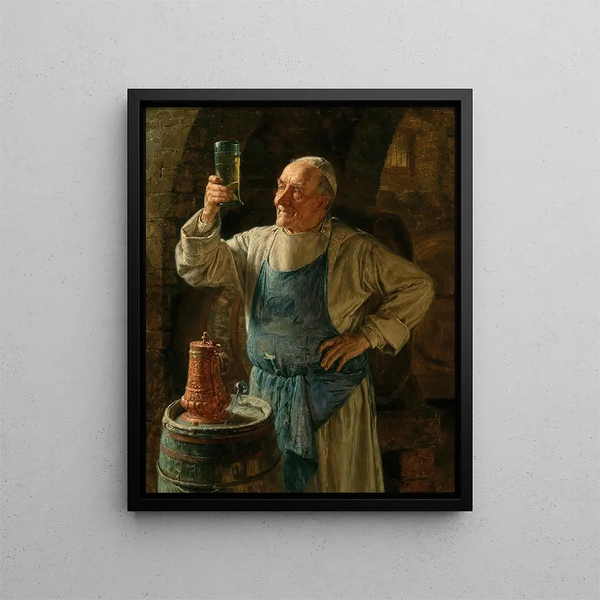 Sonde à vin - Eduard von Grützner — framed artwork on a wall