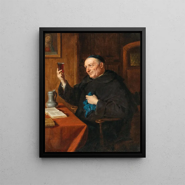 Wine Tasting Painting - Eduard von Grützner — framed artwork on a wall