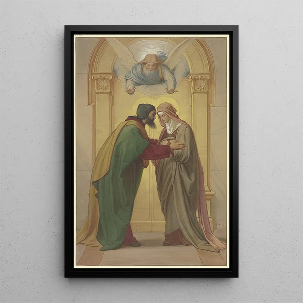 Rencontre de Joachim et Anne à la Porte Dorée - Eduard von Steinle — framed artwork on a wall