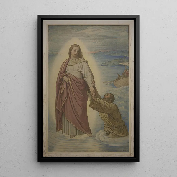 Reproduction of the painting The Christ saving Peter from drowning - Eduard von Steinle