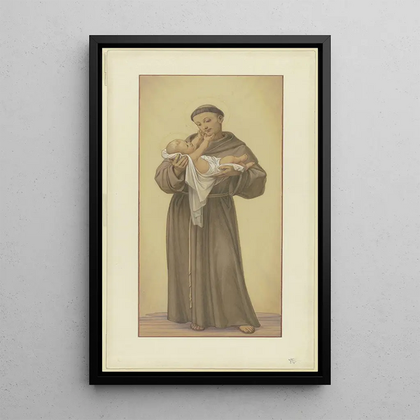 Saint Anthony of Padua with the Child Jesus in his arms 1862 - Eduard von Steinle — framed artwork on a wall