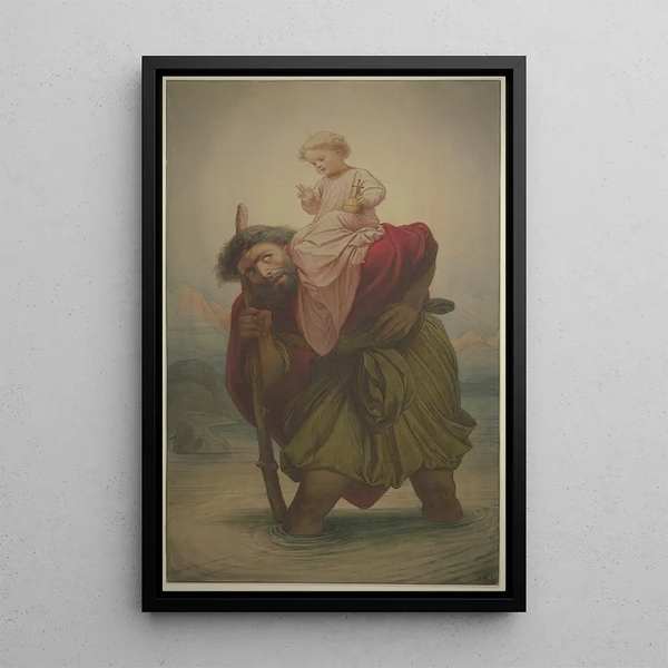 Reproduction of the painting Saint Christopher with the Child Jesus in the river 1857 - Eduard von Steinle