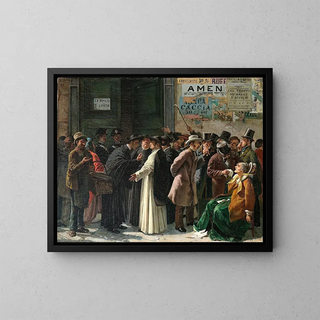 La banque fermée - Eduardo Matania — framed artwork on a wall