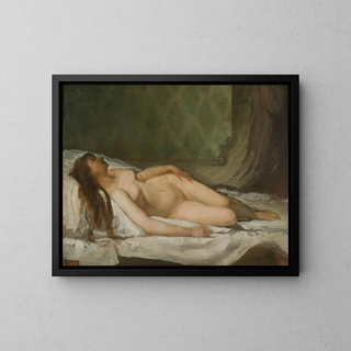 Woman sleeping nude - Eduardo Rosales — framed artwork on a wall