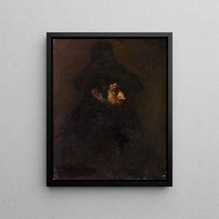 Man with a Large Hat - Eduardo Zamacois y Zabala — framed artwork on a wall