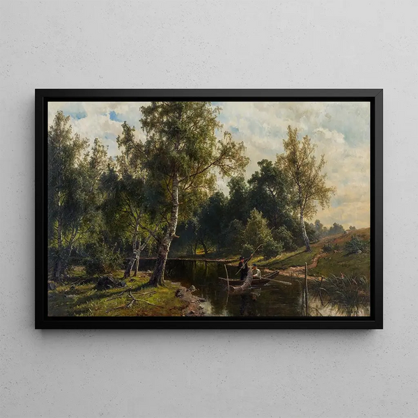 Fishing - Edvard Bergh — framed artwork on a wall