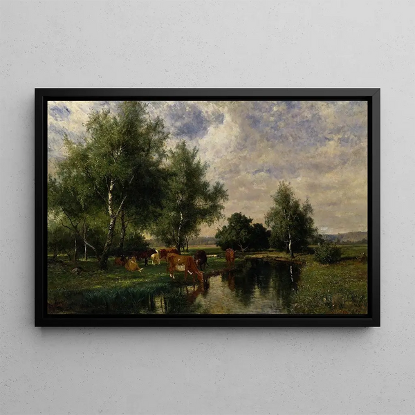 Summer Landscape Painting in Blekinge - Edvard Bergh — framed artwork on a wall