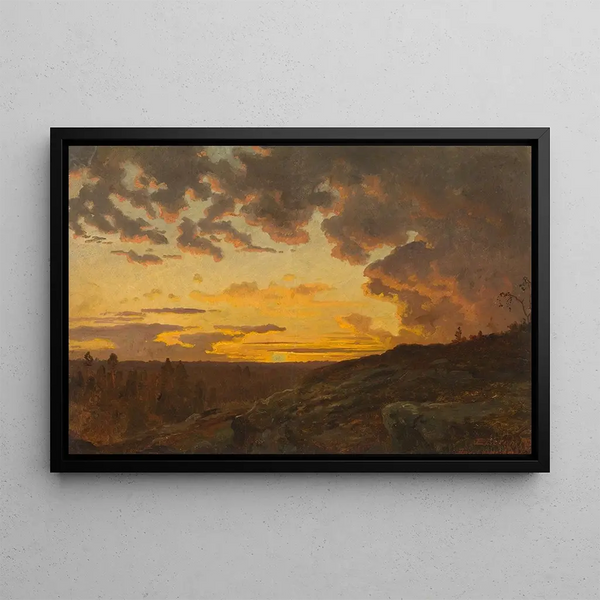 Sunset Sketch Painting - Edvard Bergh — framed artwork on a wall