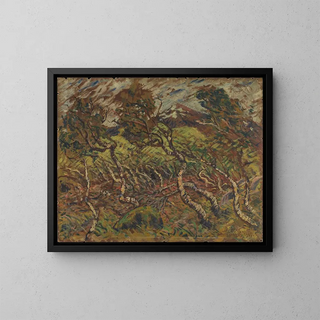Birch dwarf under the storm - Edvard Diriks — framed artwork on a wall