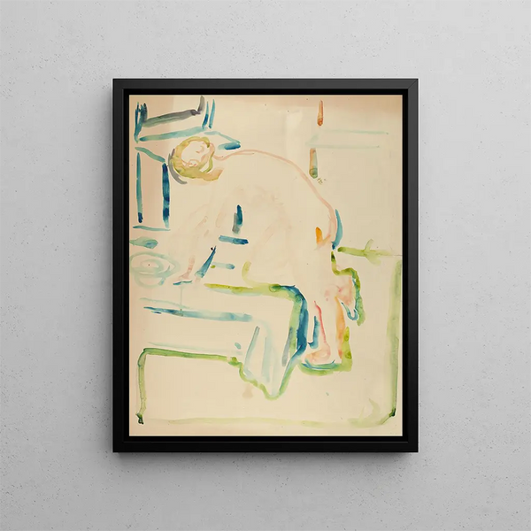Acting with knees on the bed - Edvard Munch — framed artwork on a wall