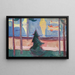 Beach landscape painting with trees and boats - Edvard Munch — framed artwork on a wall